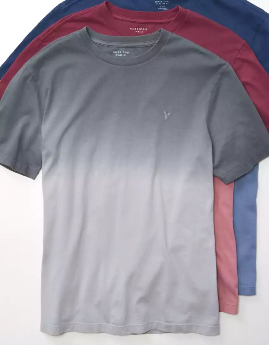 T Shirts American Eagle AE Super Soft Legend Dip-Dye Grise Homme | PEZ-58711167